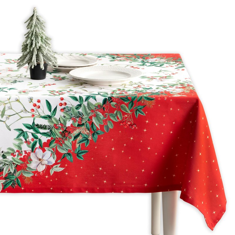 Maison d' Hermine Table Cloth Rectangle Table 100% Cotton 70 x 90 Inches Fall Tablecloth Reusable Everyday Use for Thanksgiving Christmas Decorations Dining Farmhouse Party (Noel)