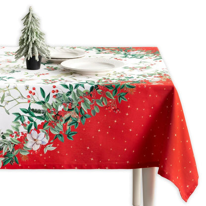 Maison d' Hermine Table Cloth Rectangle Table 100% Cotton 70 x 90 Inches Fall Tablecloth Reusable Everyday Use for Thanksgiving Christmas Decorations Dining Farmhouse Party (Noel)