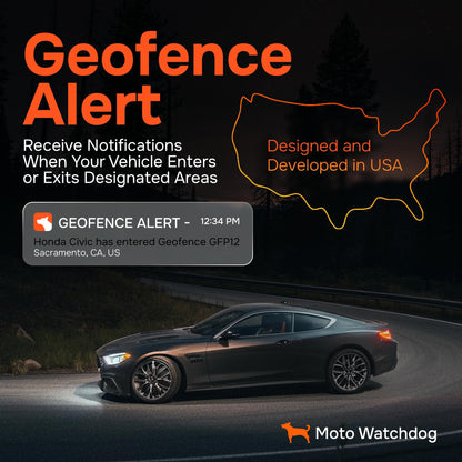 Wired GPS Tracker for Vehicles, No Subscription with Real-Time Location, Easy Install, Speeding Monitoring, Route History, Geofence, for Fleets & Families, USA, Moto Watchdog
