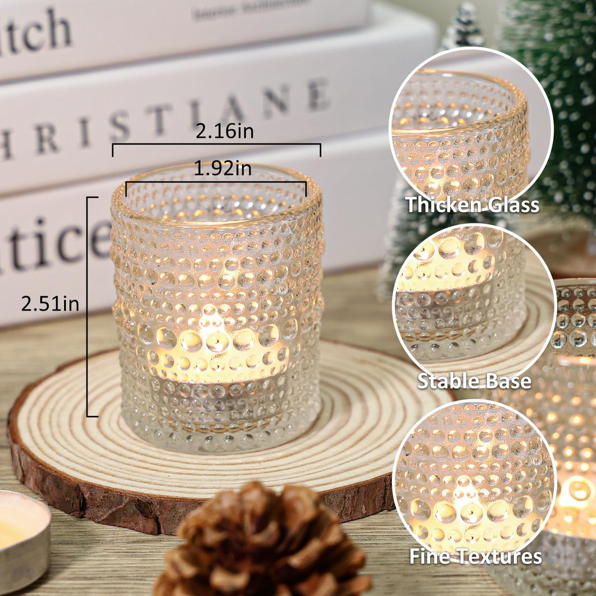 SUPMIND 24 Pcs Votive Candle Holders, Glass Holders Bulk for Table Centerpiece, Tea Lights Candle Holders for Wedding Shower, Party and Home Decor Clear