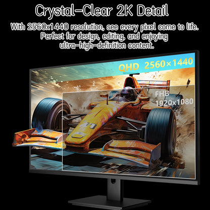 Pisichen Touchscreen Monitor 27" 2K 100Hz Gaming Monitor, QHD 2560x1440 IPS PC Monitors, 10-Point Touch Screen Computer Monitors, with USB C HDMI DP Ports, Built-in Speakers