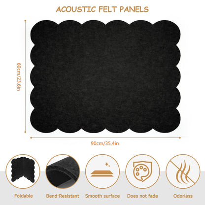 Felt Bulletin Board 36" x 24" Cork Board Alternative,Decorative Felt Pin Board Foldable Cork Boards for Walls Self-Adhesive Cork Board for Home Office Classroom Pin Board (Black)
