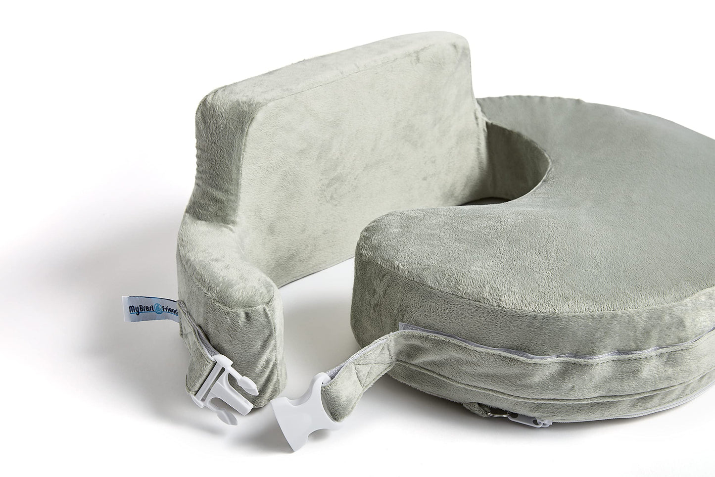 My Brest Friend Super Deluxe Nursing Pillow - Enhanced Comfort & Ergonomic Breastfeeding Pillow for Ultimate Support For Mom & Baby - Adjustable and with Handy Side Pocket, Platinum