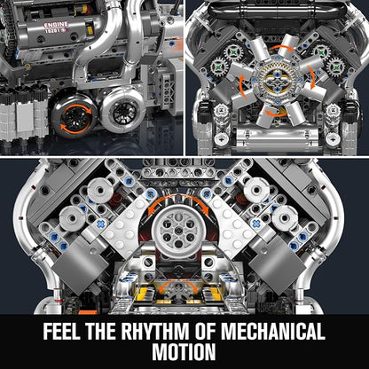 Mould King 10201 W16 Engine Model Kit - Build Your Own Cars 4-Speed Transmission Engine that Works - DIY STEM Project for 14+ Teens Hobby Building Blocks Kit for Adults(2024 Pcs)