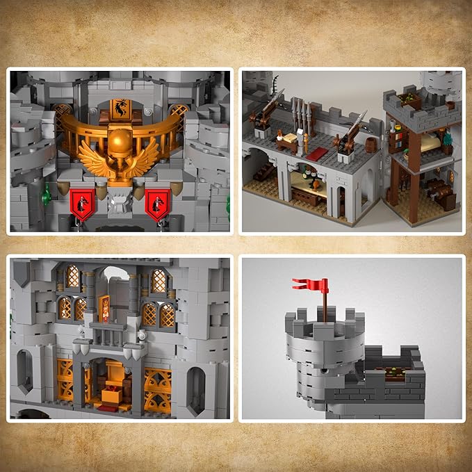 Medieval Castle Building Blocks for Adults Toy Buildings Set 2 in 1 Folding Model Kits for Teens Boy Girl 14+ Home Office Decor Birthday Sword of Holy Spirit Castle 2484PCS