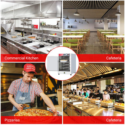 EliteEdge 5-Tier Hot Box Food Warmer 19"x23"x27", 850W Stainless Steel Heated Cabinet/Proofing Cabinet with Water Tray, Fits 1/1 Pans, Perfect for Pizza, Chicken, Patty, Pastry