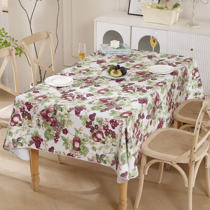 Walrus Heavy Duty Vinyl Tablecloth with Flannel Backing Waterproof Oil-Proof Plastic Table Cloth Stain-Resistant Wipeable Rectangle or Square Table Cover for Indoor and Outdoor (Fruits, 60x102 Inch)
