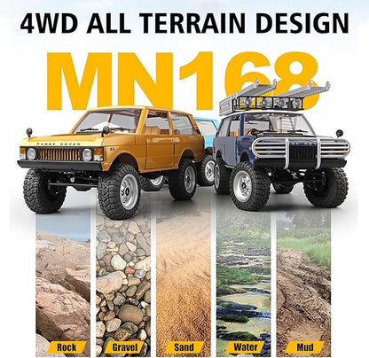 MN-168 RC Rock Crawler Ranger Rover 1970 1:12 Scale RC Climbing Car 4WD Off-Road RC Jeep Crawler RTF 2.4Ghz RC Crawlers Truck 4x4 All Terrain Car
