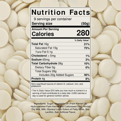 Merckens White Melting Chocolate - 1 Pound of Premium Quality White Chocolate Flavored Melting Wafers to make Dubai Chocolate Bar, Cake Pops, Cocoa Bombs, & Homemade Desserts