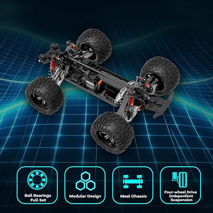 FCXㅤ FMS FMT10 1/10 Chevrolet Colorado Brushless RC Truck 4WD Off-Road Crawler with Metal Chassis Waterproof ESC Hobby Grade Remote Control Car for Adults (Black and Red)