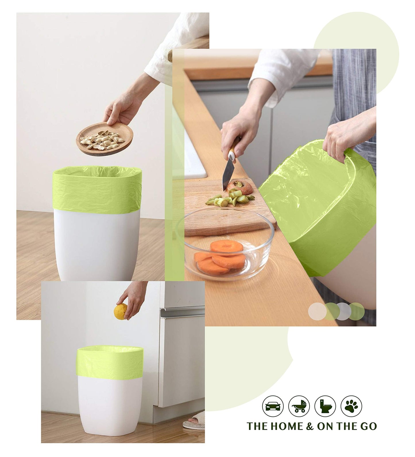 Compostable Trash Bags - FORID 8 Gallon Garbage Bags 150 Count Trash Can Liners 30 Liter Unscented Medium Wastebasket Bags for Kitchen Bathroom Home Office Garbage Can (5Rolls/Green) - Durable & Thick