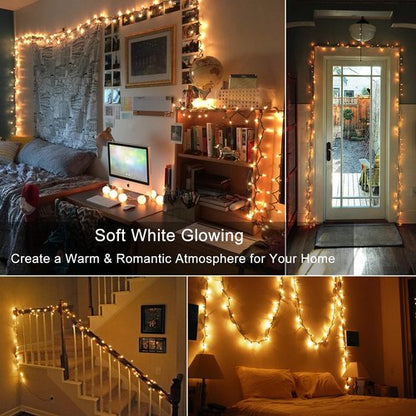 BrizLabs Clear Christmas Lights Outdoor 300 Count 69.6ft Incandescent Christmas Lights Connectable Warm White Light String UL Certified Xmas Mini Light Green Wire for Indoor Tree Holiday Party Decor
