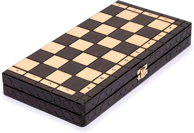 Husaria European International Chess Wooden Game Set King's Classic - 13.8 Inches Medium Size Chess Set with Handcrafted Chessmen and Felted Folding Board