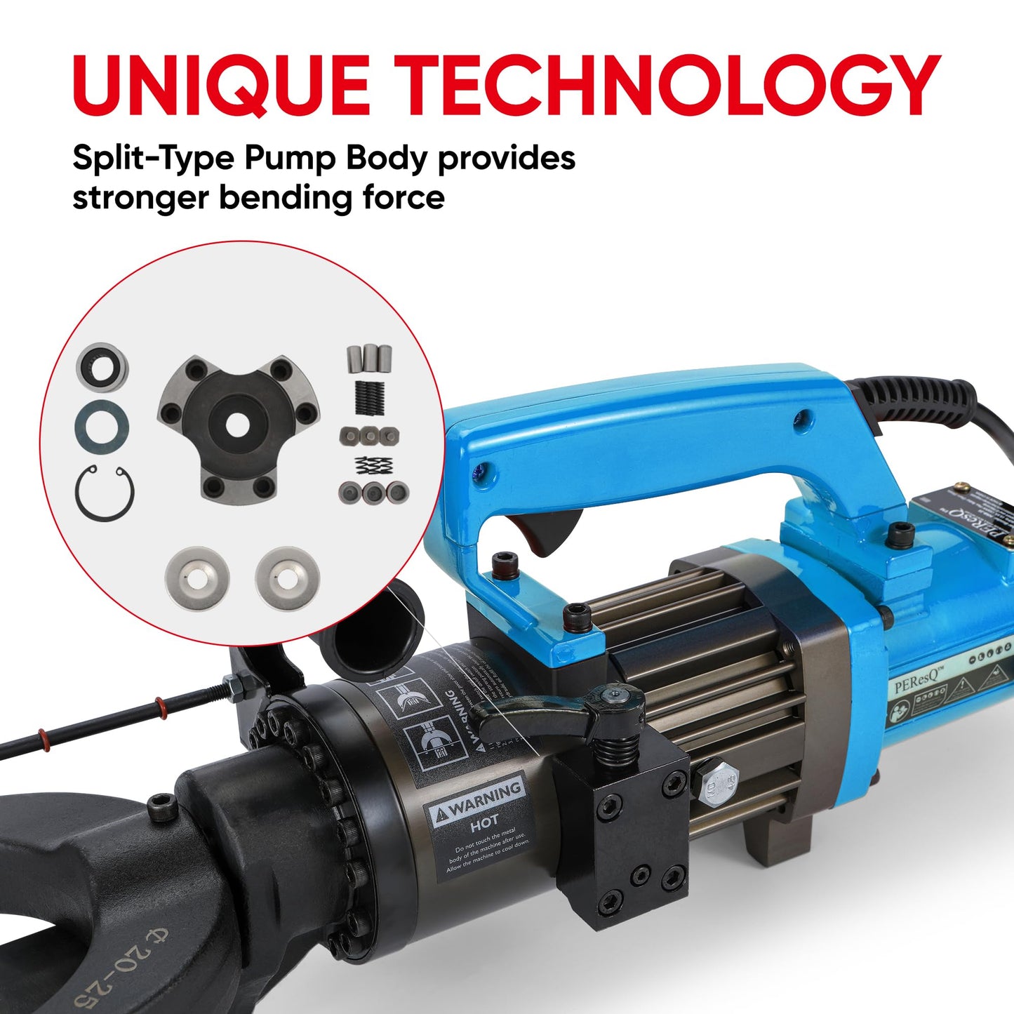 Electric Hydraulic Rebar Bender, 1500W 120V Portable Rebar Bender, Bending up to 1″ (#8, 25mm) Rebar, Lightweight 30 lb Aluminum Body, NRB-25 (NRB-25 Blue)