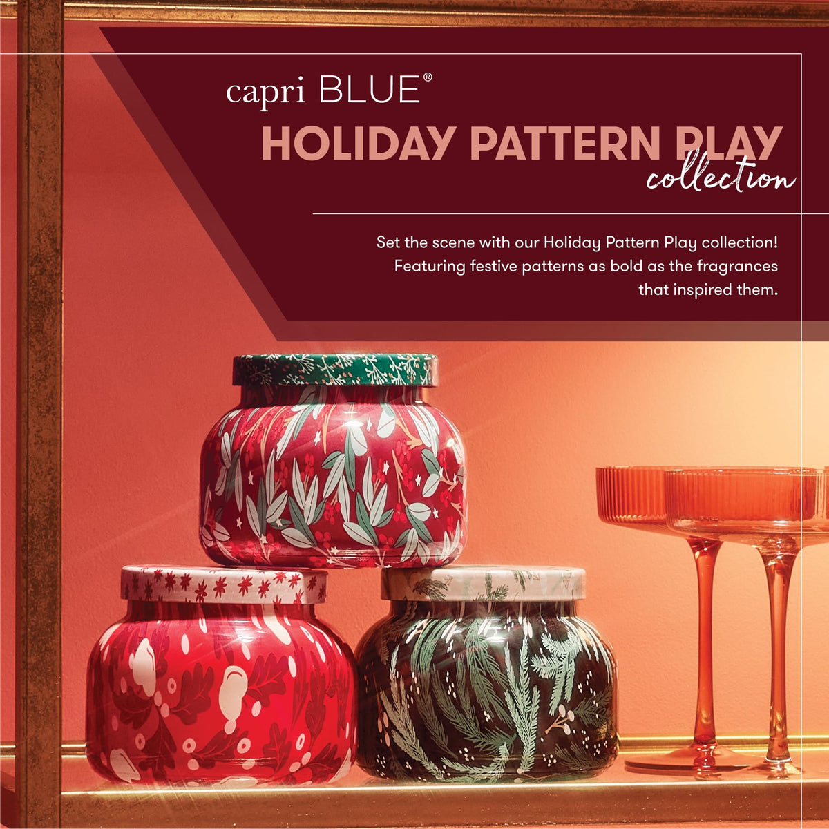 Capri Blue Pattern Play Signature Holiday Candle - Luxury Holiday Scented Candle for Home- Long Lasting Soy Wax Blend - Comes in Decorative Glass Jar (Pumpkin Dulce, 19 oz)