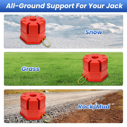 ROBLOCK 8"H Trailer Jack Block 4 Pack with Bag Rope, Heavy Duty RV Stabilizer Blocks for Any Tongue Jack, Post, Foot, 5th Wheels, Round, Square or Scissor Stabilizer, RV Essentials for Travel Trailers