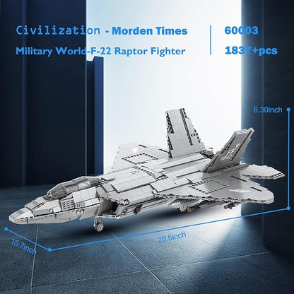 JMBricklayer F-22 Raptor Fighter Jet Building Block Set Military Airplane Toy Army Construction Sets Toys Gifts for Kids 14+ Adults and Military Fans 60003 (1837PCS)