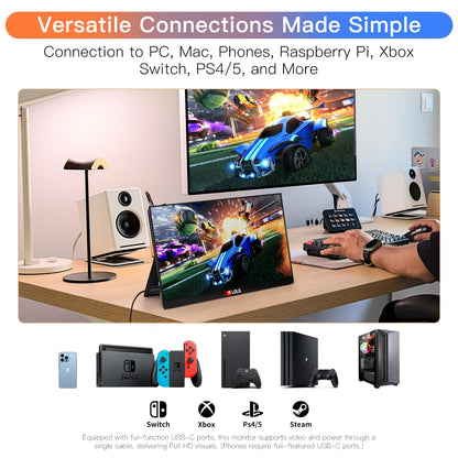 13.5''Portable Monitor for latop ,2K FHD 60HZ Laptop Monitor Screen,USB-C and HDMI Inputs, Ultra-Slim IPS Panel with HDR and Premium Smart Cover & Speakers for Laptop,PC,Phone,PS4/5,Switch,Mac,Xbox