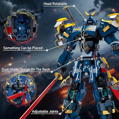 HIGH GODO Samurai Mech Warrior Building Set Double Swords Armor Robot Openable Cockpits Model Kit Ideas City Justice Hero Soldier Ninja Gift for Adults Teens 14+ (765PCS)