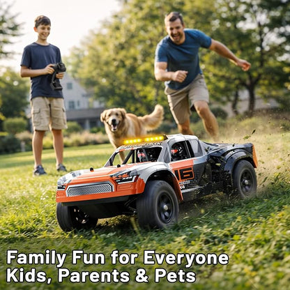1:16 Beginner RC Cars4WD Drift All Terrain Remote Control Car Short Course RC Truck Up to 36 km/h2.4GHz RTR 2×7.4V 1300mAh Batteries 2 Tire Sets  Metal Drivetrainfor Adults and boys age 8-12