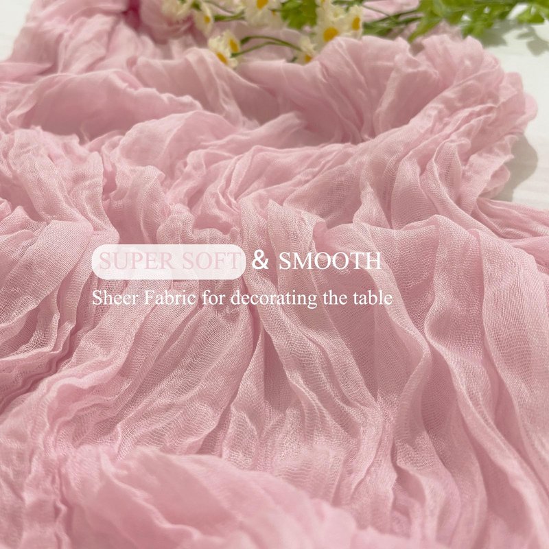12Pack Light Pink Table Runner 10Ft Cheesecloth Table Runner Boho Gauze Table Runners Long Cheese Cloth Table Runners for Wedding Party Bridal Shower Thanksgiving Christmas