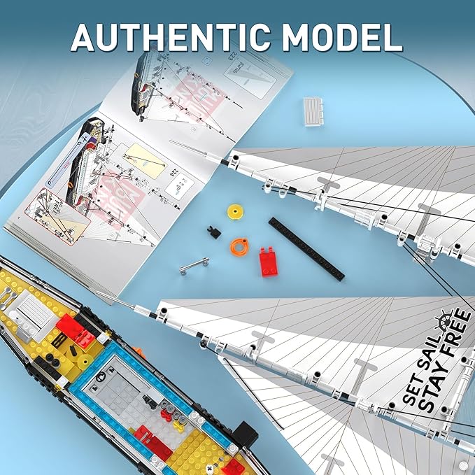 Mould King 10194 Boat Building Sets MOC Ship Building Kits Ocean Explorer Boat Model Home Desk Decor Collectible Building Toys for Adults/Teens 14+(893PCS)