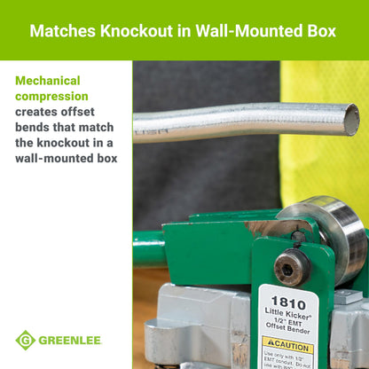 Greenlee 1810 Little Kicker Offset Hand Bender for 1/2" EMT Conduit, Silver/Green