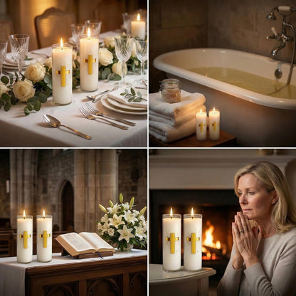 CysEdge White Beeswax Candle – 2 Pack, 160-Hour, Blessed for Church, Wedding, Prayer & Home – Christian Gift for Women