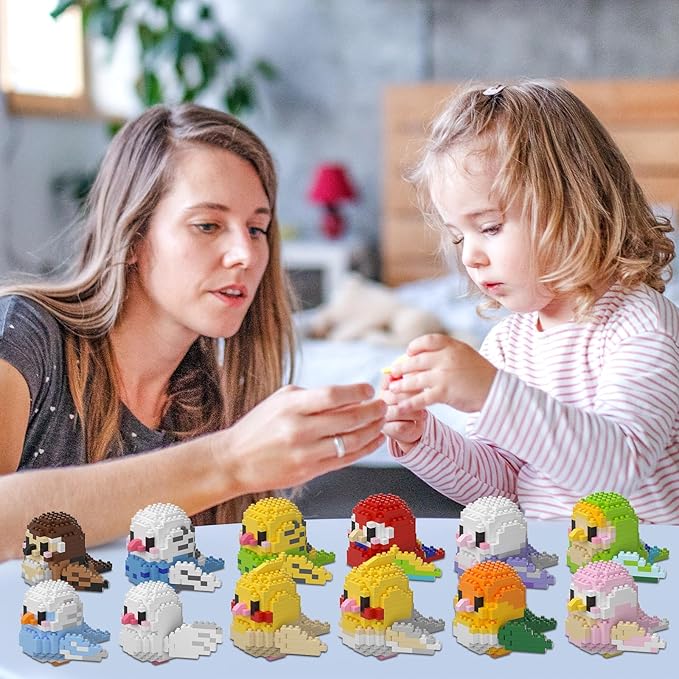 Parrots Micro Mini Building Block Sets Birthday Gift for Kids Animals Buildling Model Kits Mini Bricks Birds Series Toys for Kids（12 Boxes）