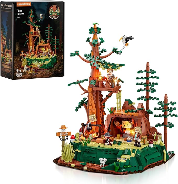 Western Sequoia Bandit Outpost Lighting Building-Bricks Set - Wild West Outlaw Hideout 1183 Pcs Collection Role Play Set for West Lovers