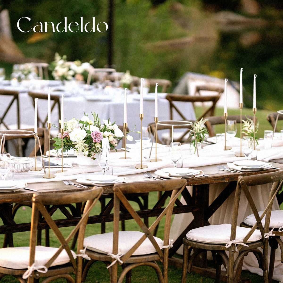 Candeldo Gold Taper Candle Holders: Set of 6 Tall Candlestick Holder for Table Centerpiece Metal Candles Stick Holders Stand Wedding Decor