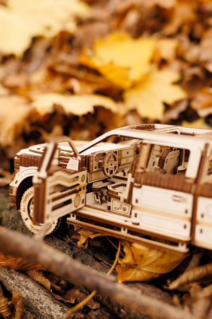 Wood Trick Pickup Truck SUV Car Wooden 3D Puzzles for Adults to Build - Rides up to 32 feet - Engineering DIY Mechanical Wood Model Kits Wooden Puzzles for Adults