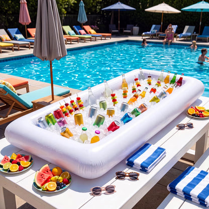 3PCS Inflatable Serving Trays Salad Ice Bar Food Drink Containers - BBQ Picnic Pool Party Supplies Buffet Luau Cooler,with a Drain Plug