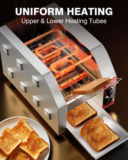 PYY Commercial Conveyor Toaster - 200 Slices/Hour Upgrade Electric Industrial Belt Toasters Heavy Duty Stainless Steel Tostadora Transportadora for Bun Bagel Bread Waffle Restaurant Buffet