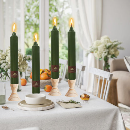 Olive Green Taper Candles Sticks Unscented 9 inch Tapered Candle Ideal as Dinner Smokeless Long Burning Candlesticks for Weddings Dinner Party Home Decor