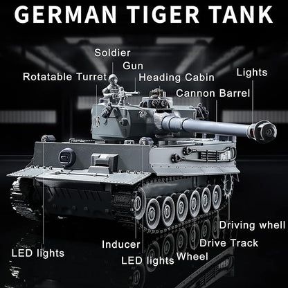 RC Military Tank WW2 Tiger I Army Tank Toy with IR Battle 2.4GHz Remote Control Military Vehicles with Lights &amp Rotating Turret Gift for Boys Kids Adults &amp Collectors