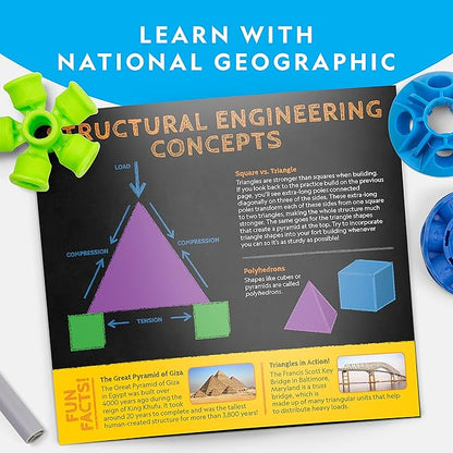 National Geographic Indoor Fort Building Kit - 225 Pieces for Creative Play STEM Building Toys for Kids Ages 6-12 Blanket Fort (Amazon Exclusive)