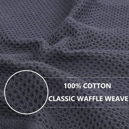 Homaxy 100% Cotton Oversized Waffle Weave Kitchen Dish Towels, Ultra Soft Absorbent Quick Drying Cleaning Towel, 20 x 28 Inches, 4-Pack, Dark Grey