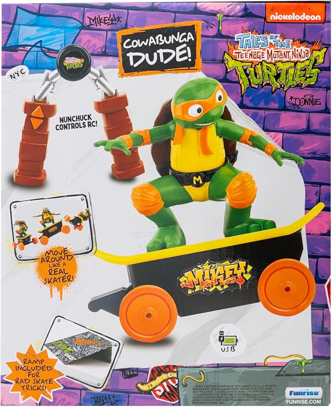 Teenage Mutant Ninja Turtles Mikey Cowabunga Skate RC Car Toy Imitates Real Skate Tricks Ages 5+