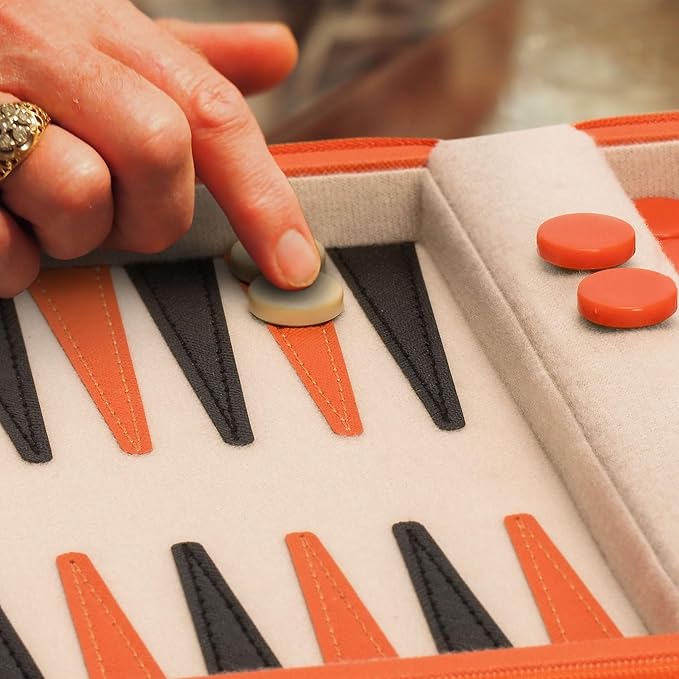 Yellow Mountain Imports Travel Size Backgammon Mini Game Set Alanya - Magnetic Checkers and 9-inch Board in Sleek Leatherette Case - Classic Strategy Board Game