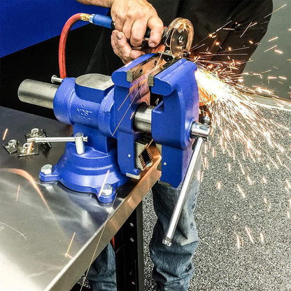 Yost Vises 750-DI Multi-Jaw Rotating Vise System | 2 in 1 Multipurpose Bench and Pipe Vise | Secure Grip with Swivel Base | Made with a Combination of Ductile Iron & Hardened Steel | Gray