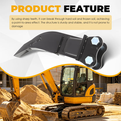 Agrovolcyn Mini Excavator Ripper with Pins Compatible with 1-1.5 Ton Small Excavator 3.54in Span 0.98 Aperture Inches Single Hook Backhoe