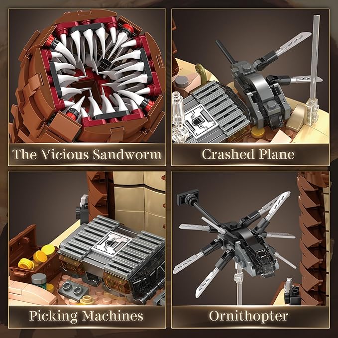 Sandworm Monster Building Blocks for Adults Equipped with Suspended Ornithopter Building Set for Boy 8-12 Classic Movie Construction Building Blocks Toy for Movie Fans 1688Pcs