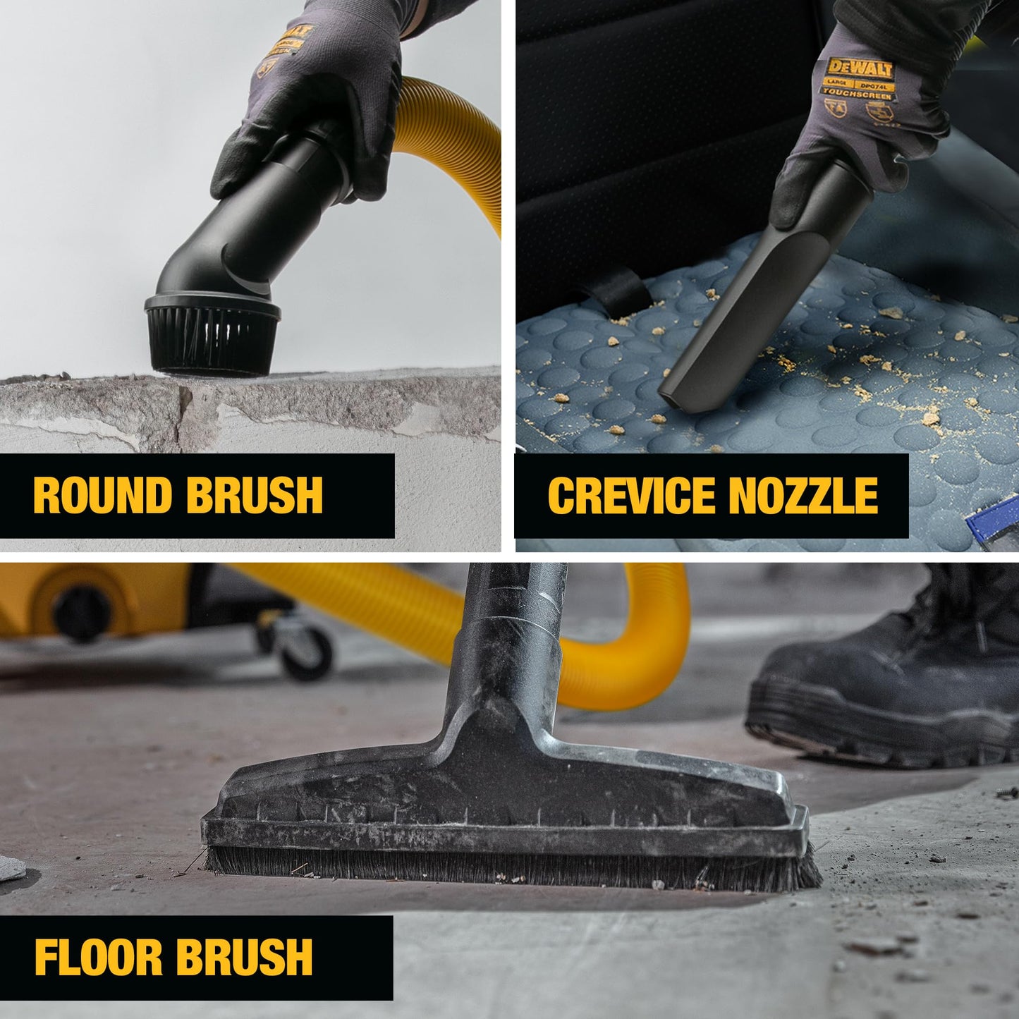 DEWALT 12 Gallon STEALTHSONIC Ultra Quiet Poly Wet Dry Vacuum, DXV12P-QTA Powerful Suction Noise Reduction Vac, 5.5 Peak HP Shop Vacuum for Jobsite/Workshop, Reduce Motor Noise, Yellow