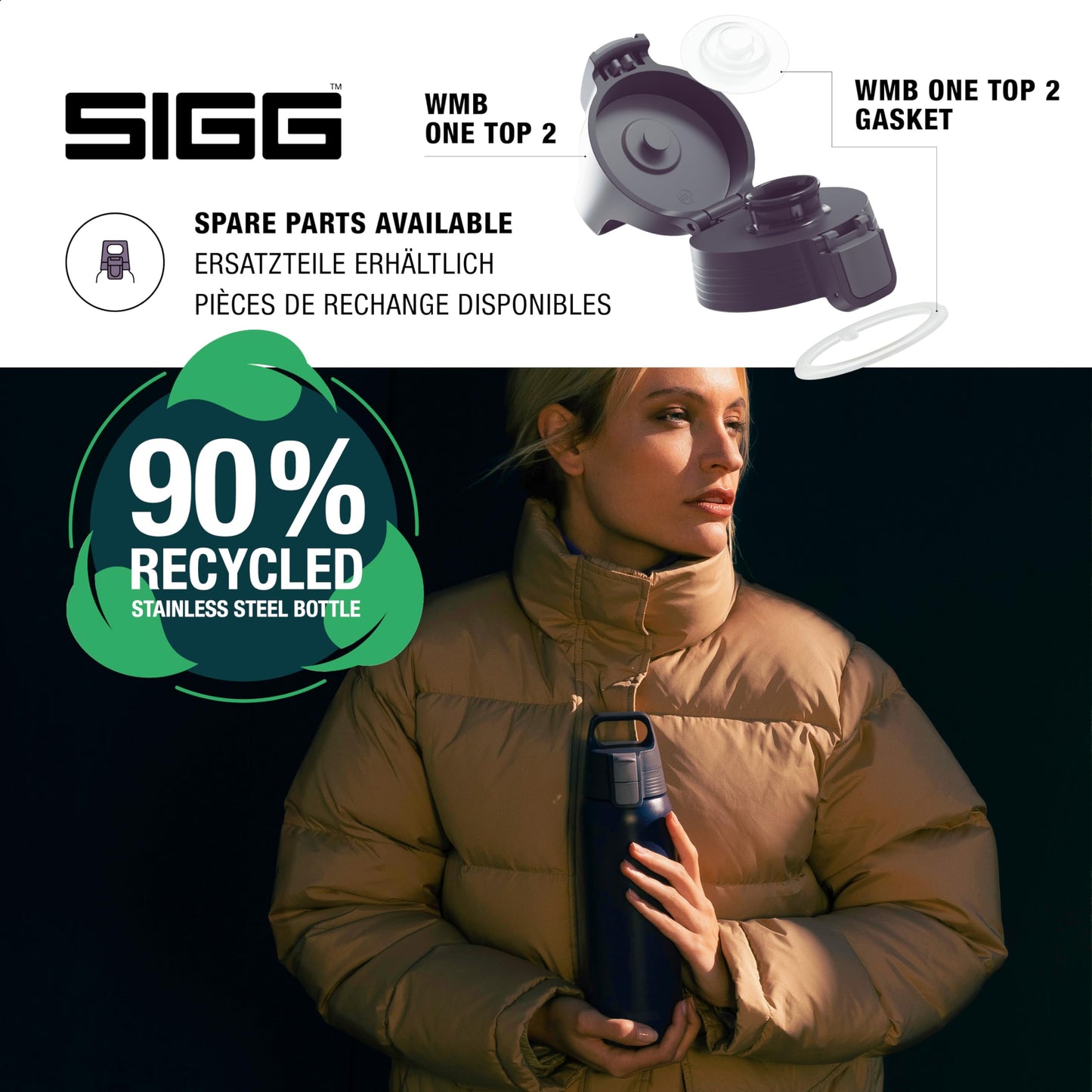 SIGG - Insulated Water Bottle - Shield Therm One Nocturne - Suitable For Carbonated Beverages - Leakproof - Dishwasher Safe - BPA Free - 90% Recycled Stainless Steel - Pink - 25 Oz