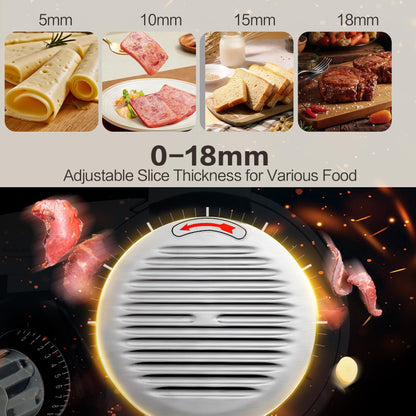 Zomagas 12-inch Commercial Meat Slicer, 270W Powerful Food Slicer, 0-18mm Thickness Adjustment, Built-in Sharpener, Suitable for Slicing Meat, Cheese, Vegetables, and More