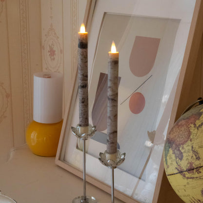 CozierGlow Flameless Taper Candles Flickering with Remote and Timer, 3D Moving Flame Taper Candle Battery Operated to 400 Hours, 9 Inch Window Candles, (Birch Bark)
