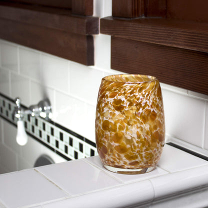 Totally Blown Glassworks Votive Candle Holder, Tea-Light, Handmade Blown Glass, Accent Vase, Centerpiece, Home Decor, Artist Dehanna Jones, Seattle, WA. (Honey Harvest Gold Brown)