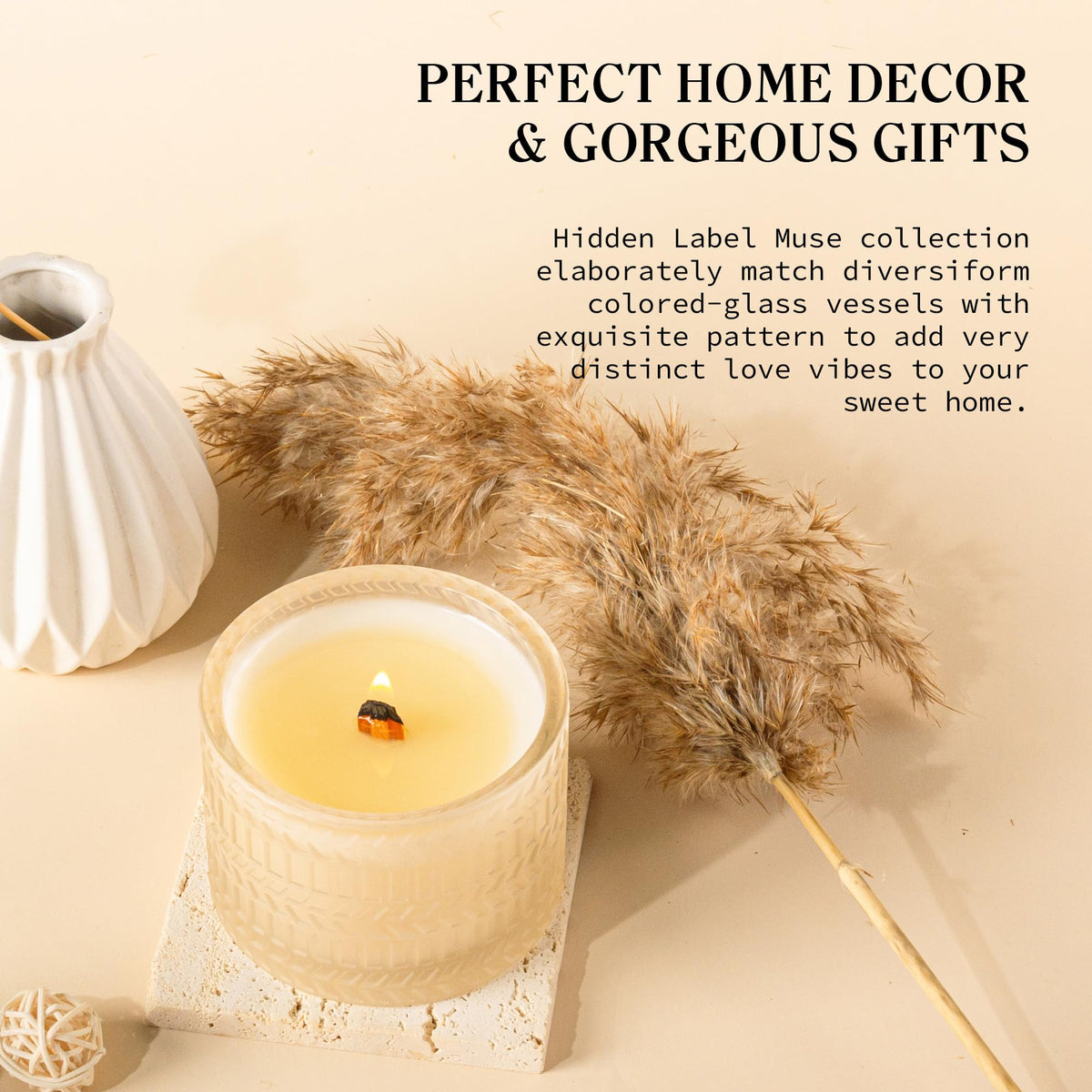 Vanilla Coconut Scented Candle, Crackling Wood Wick Natural Soy Candles Non Toxic, 7.4oz Soy Wax, 55 Hours Clean Burn,Long-Lasting Scented Candles Gift for Women,Relaxing,Home Scented