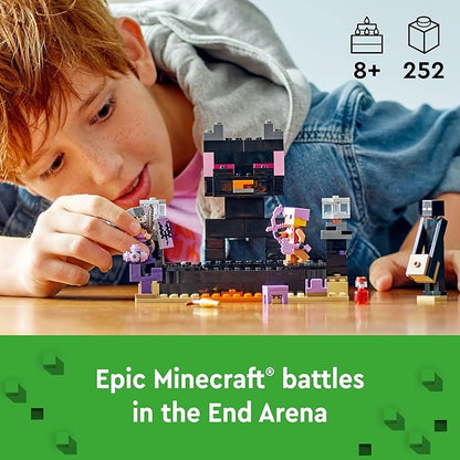LEGO Minecraft The End Arena 21242 Player-vs-Player Battle Playset with Lava Ender Dragon and Enderman Figures Action Toys for Kids 8 Plus Years Old